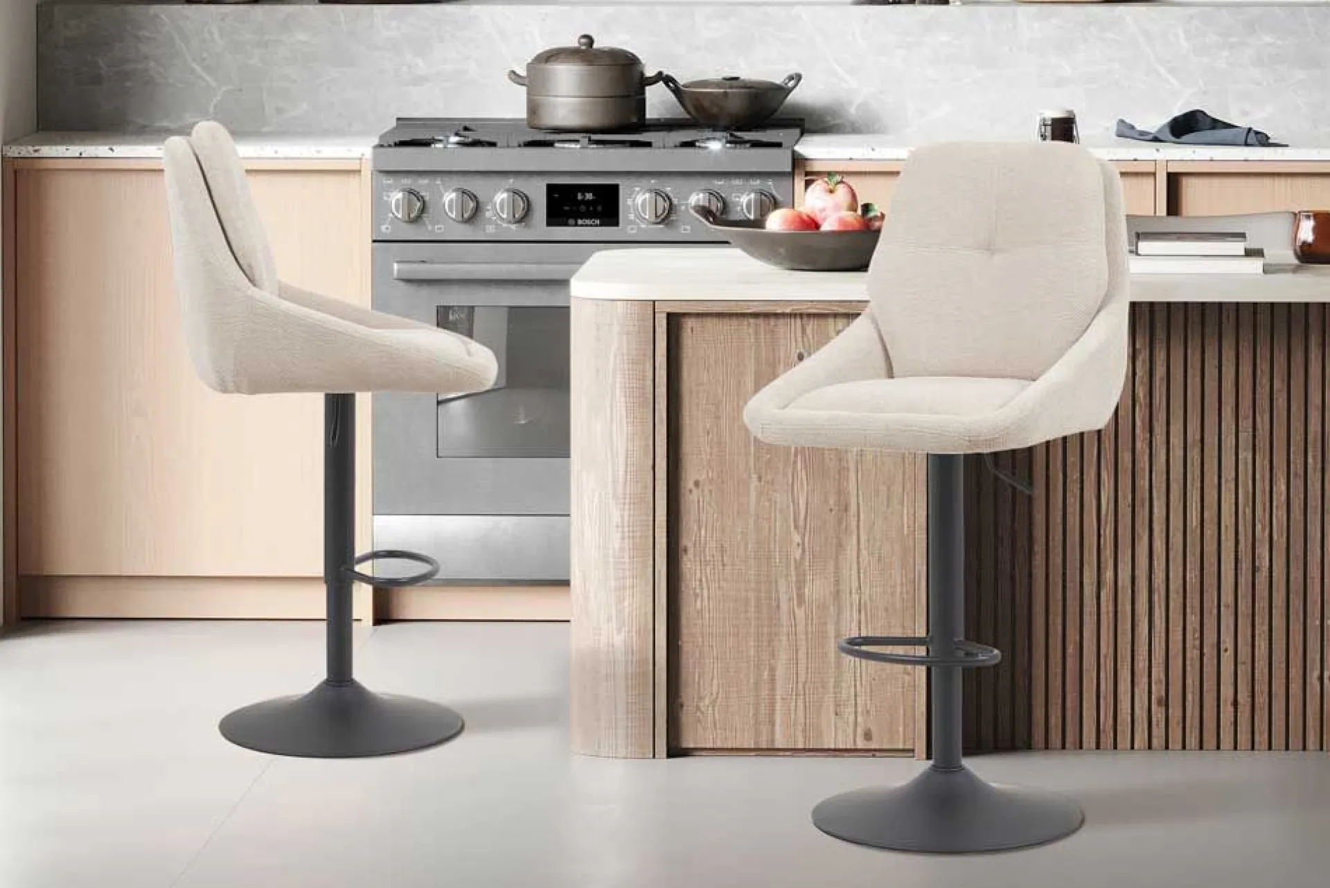 Rousseau Barhocker Sabine - 50x60x100-121cm - verstellbar - drehbar - ecru
