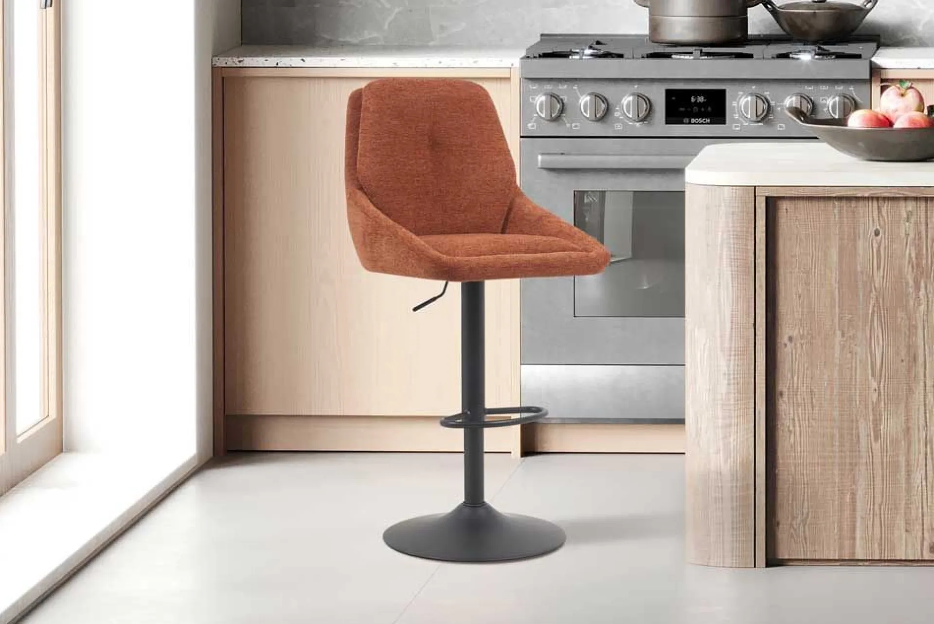 Rousseau Barhocker Sabine - 50x60x100-121cm - verstellbar - drehbar - terracotta