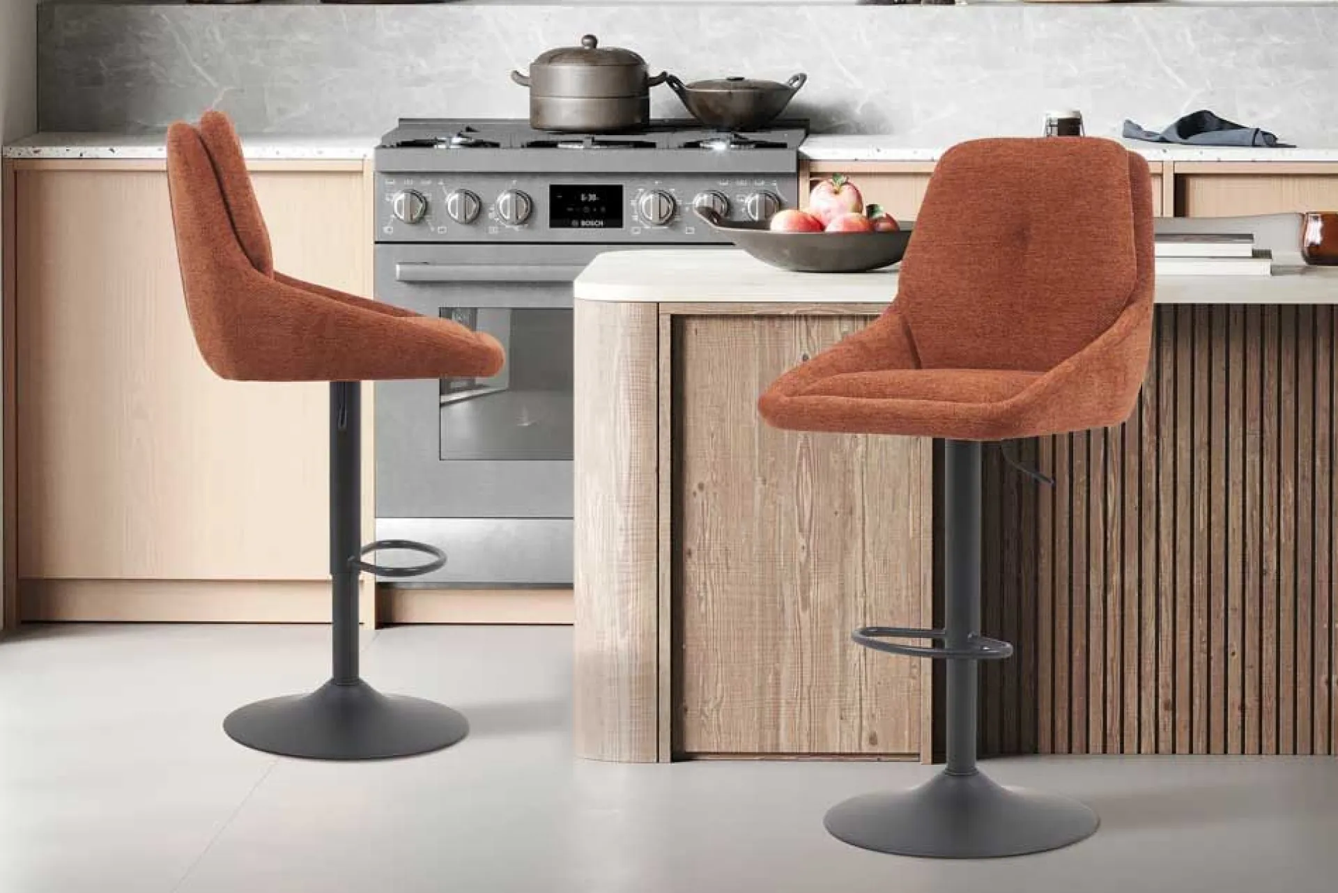 Rousseau Barhocker Sabine - 50x60x100-121cm - verstellbar - drehbar - terracotta