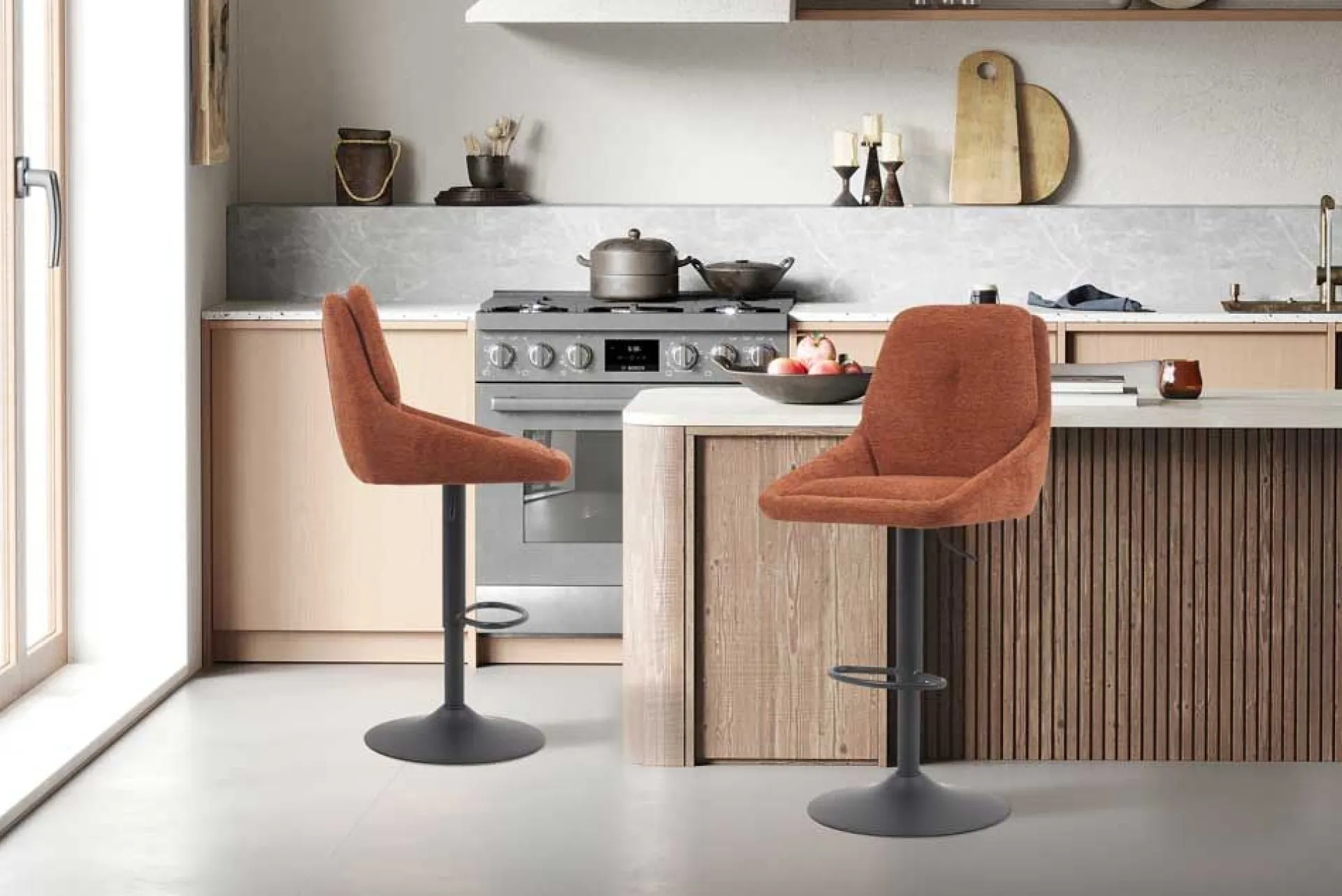 Rousseau Barhocker Sabine - 50x60x100-121cm - verstellbar - drehbar - terracotta