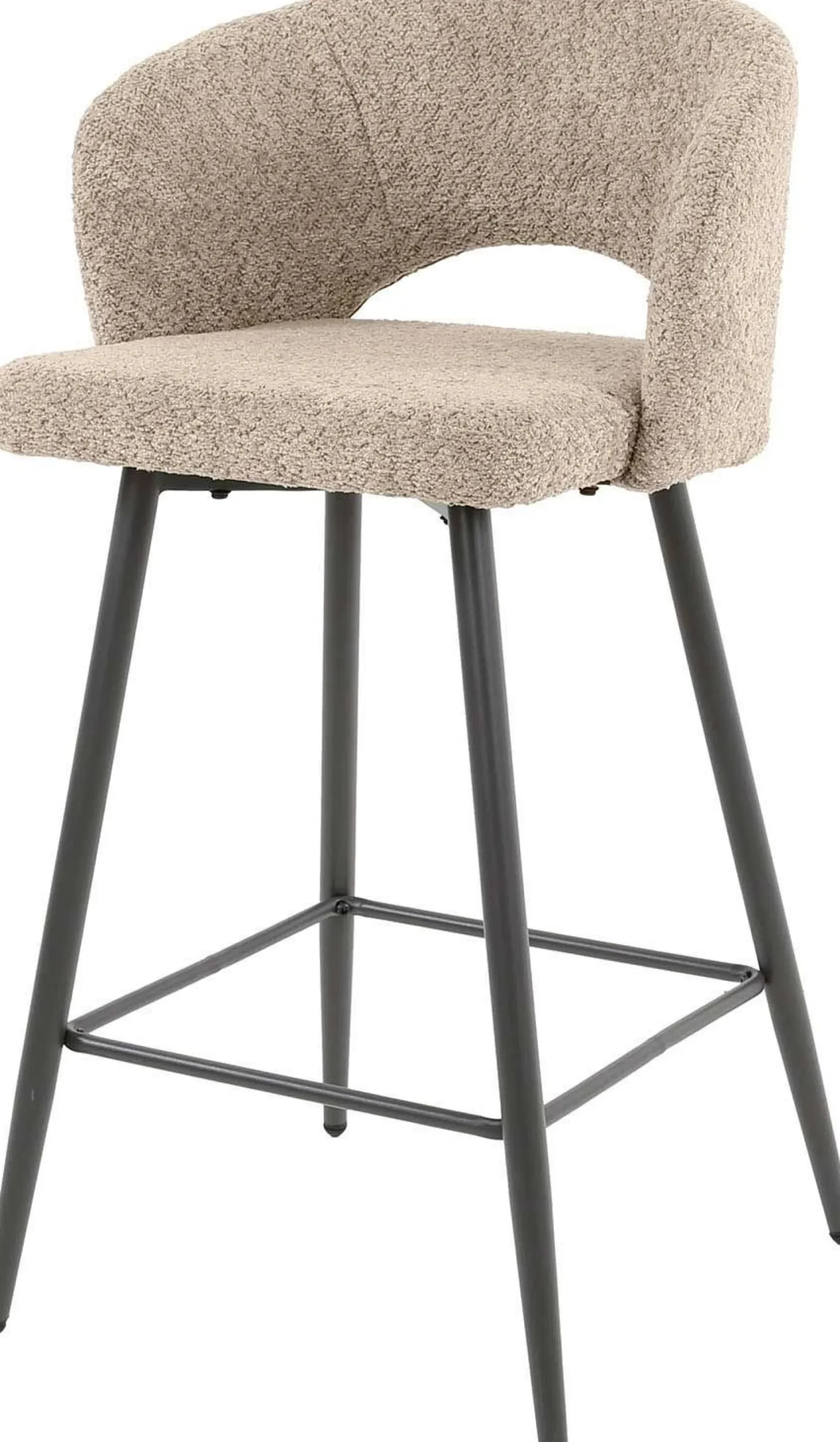 Emob Barhocker Sieglinde-sandfarbener Bouclé