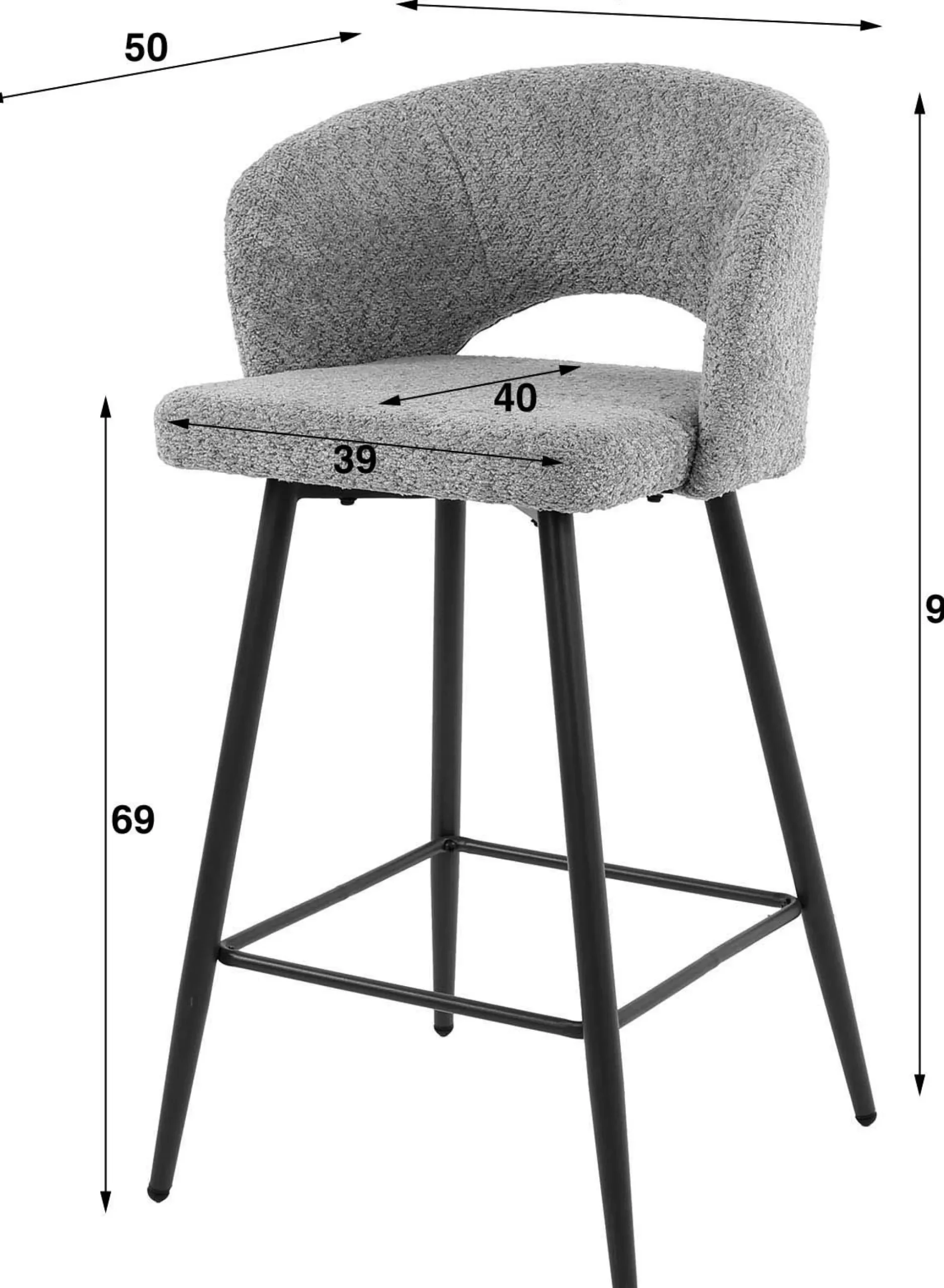 Emob Barhocker Sieglinde - 51x50x94cm - bouclé