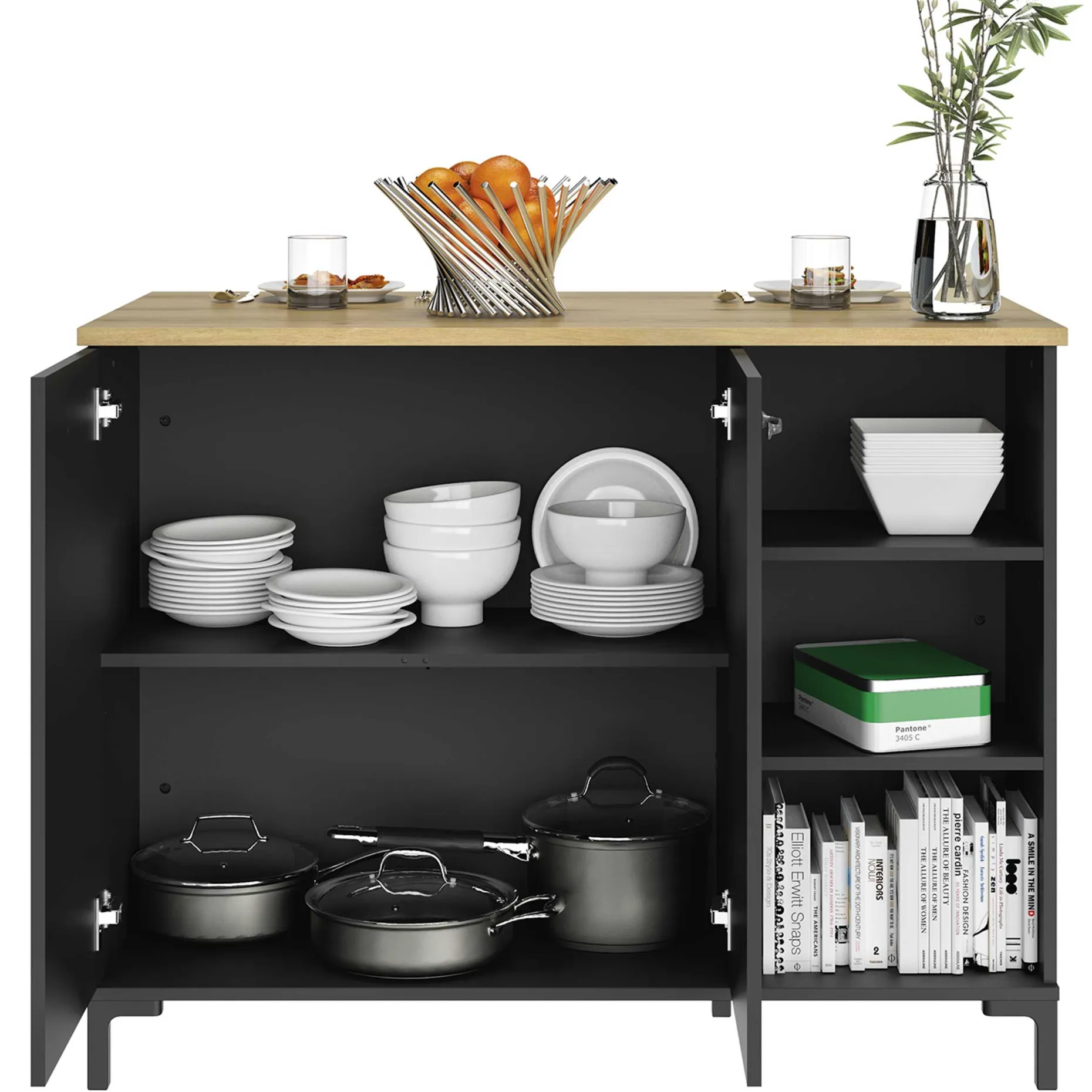 Barschrank Manchester | 120 x 66 x 93 cm | Design Helvezia Oak