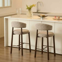 Emob Barstuhl Silo - 56x55x82cm - Metall - greige/Walnuss