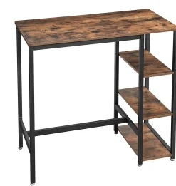 Vasagle Bartisch Isolde 109x60 mit 3 Ablagen - braun/schwarz
