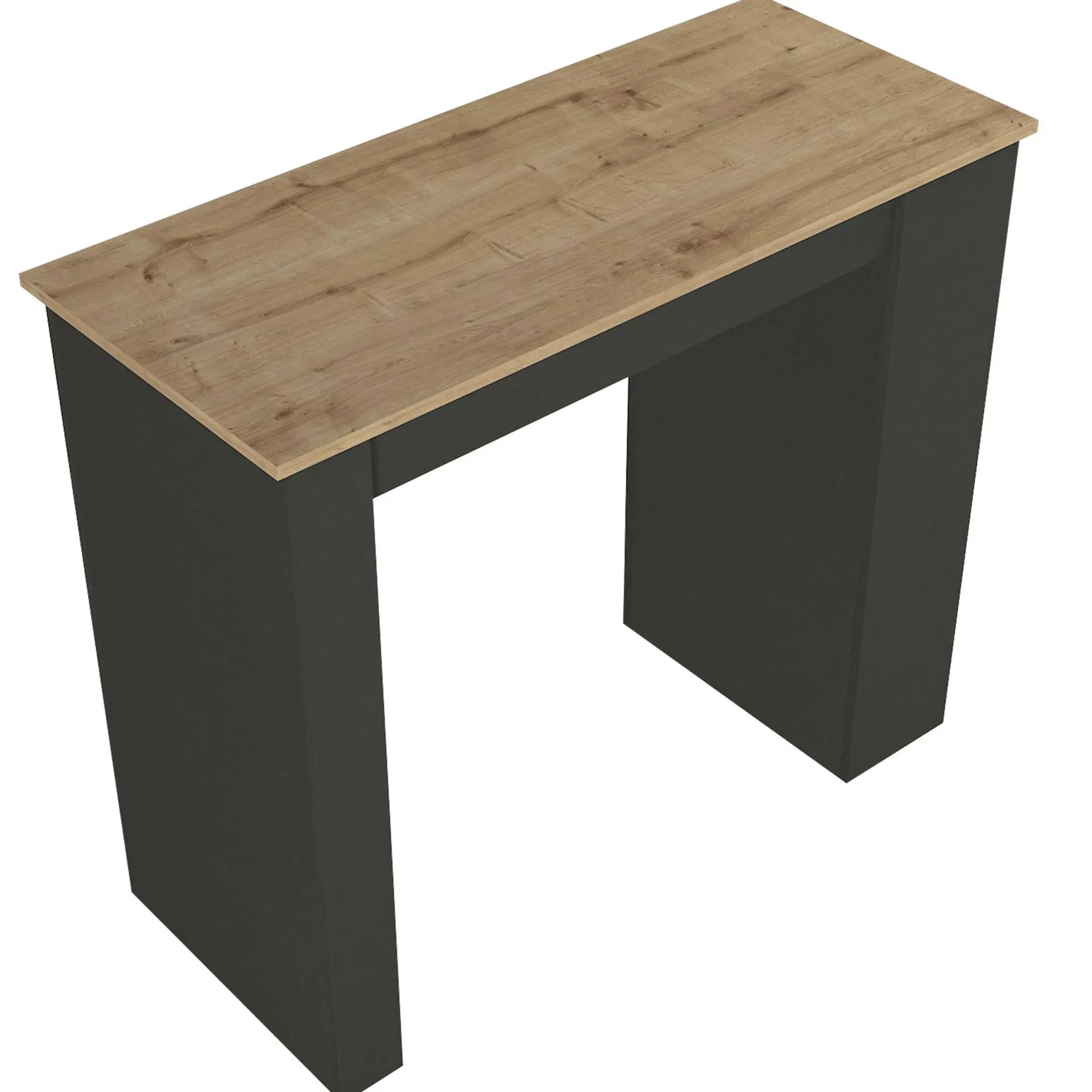Emob Bartisch Monaco - 120x52x102cm - mit Stauraum - Anthrazit/Eiche Dekor