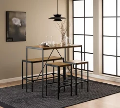 Emob Bartisch-Set Bahamas | Bartisch, Bank und zwei Barhocker | Oak Design