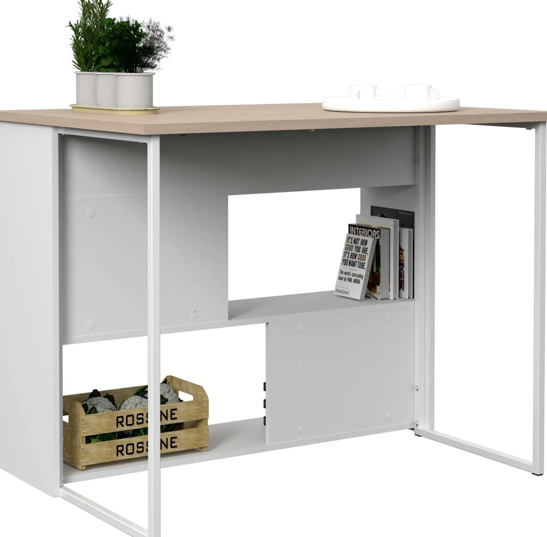 Bartisch und Kücheninsel Slam 116cm - Eiche/Weiß