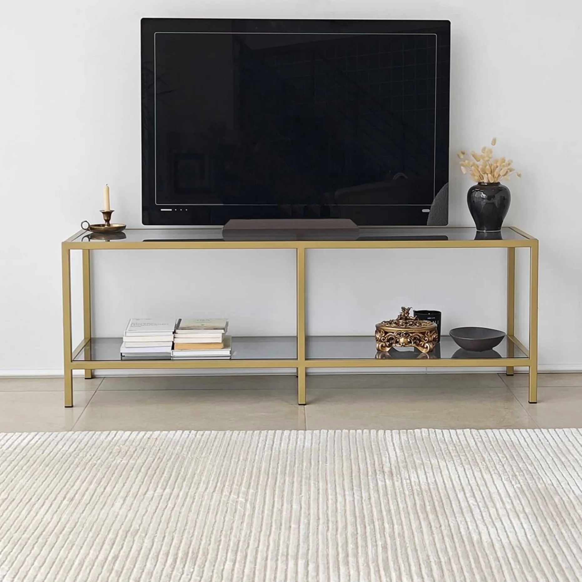 Basic TV-Ständer | METALLRAHMEN | Dunkelgrau, Gold