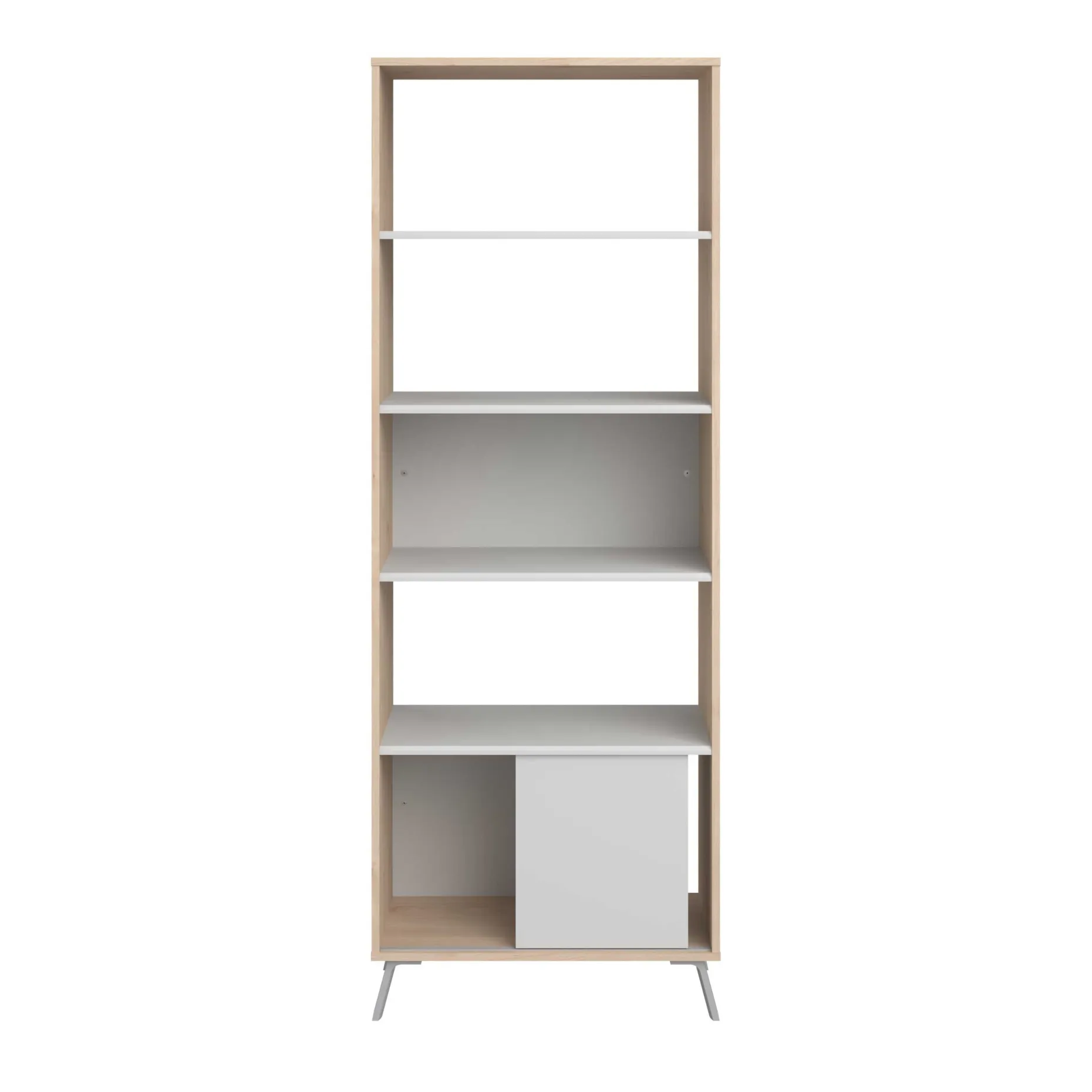 Bücherregal Ara-184cm-4 Fachböden-hellgrau/Eiche