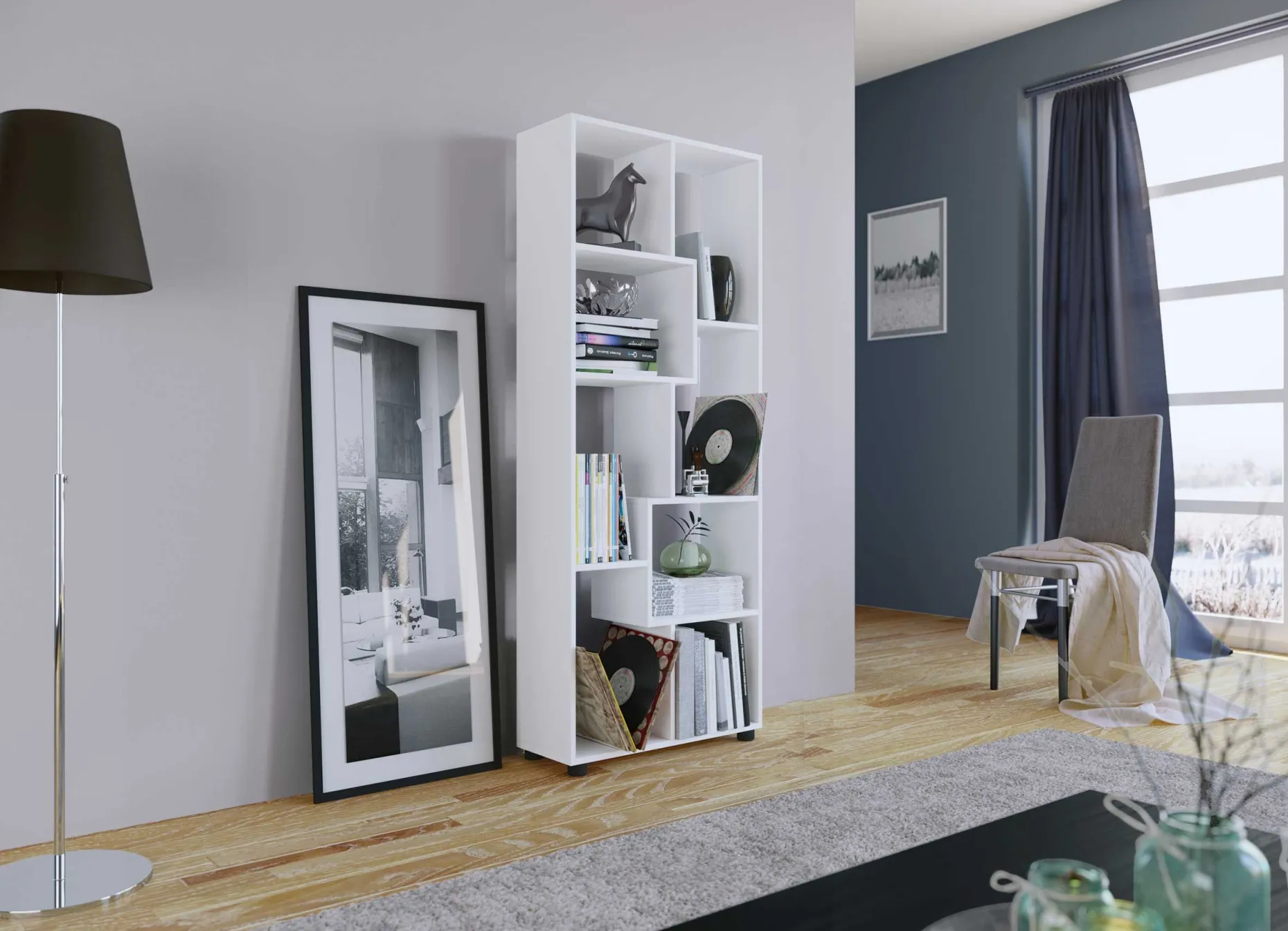 Bücherregal Azira 164 cm 8 offene Fächer-weiß