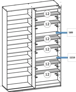 Bücherregal Bento - 117x44x179cm - mit Schiebeelement - weiß