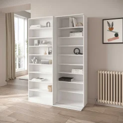 Bücherregal Bento - 117x44x179cm - mit Schiebeelement - weiß