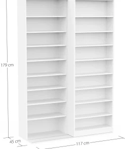 Bücherregal Bento - 117x44x179cm - mit Schiebeelement - weiß