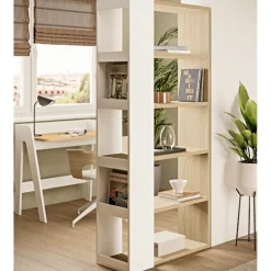 Bücherregal Ellana 7 offene Fächer - Eiche hell/weiß