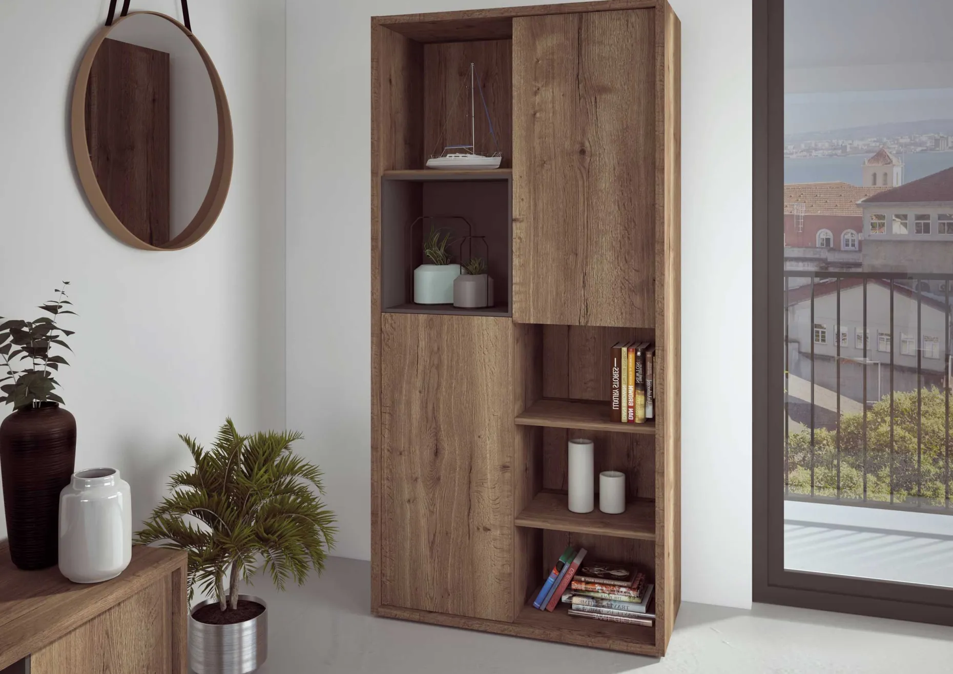 Bücherregal Frame - Eiche dunkel