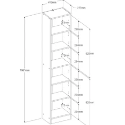 Bücherregal Hobby Länge 41 cm-5 Fachböden-schwarz