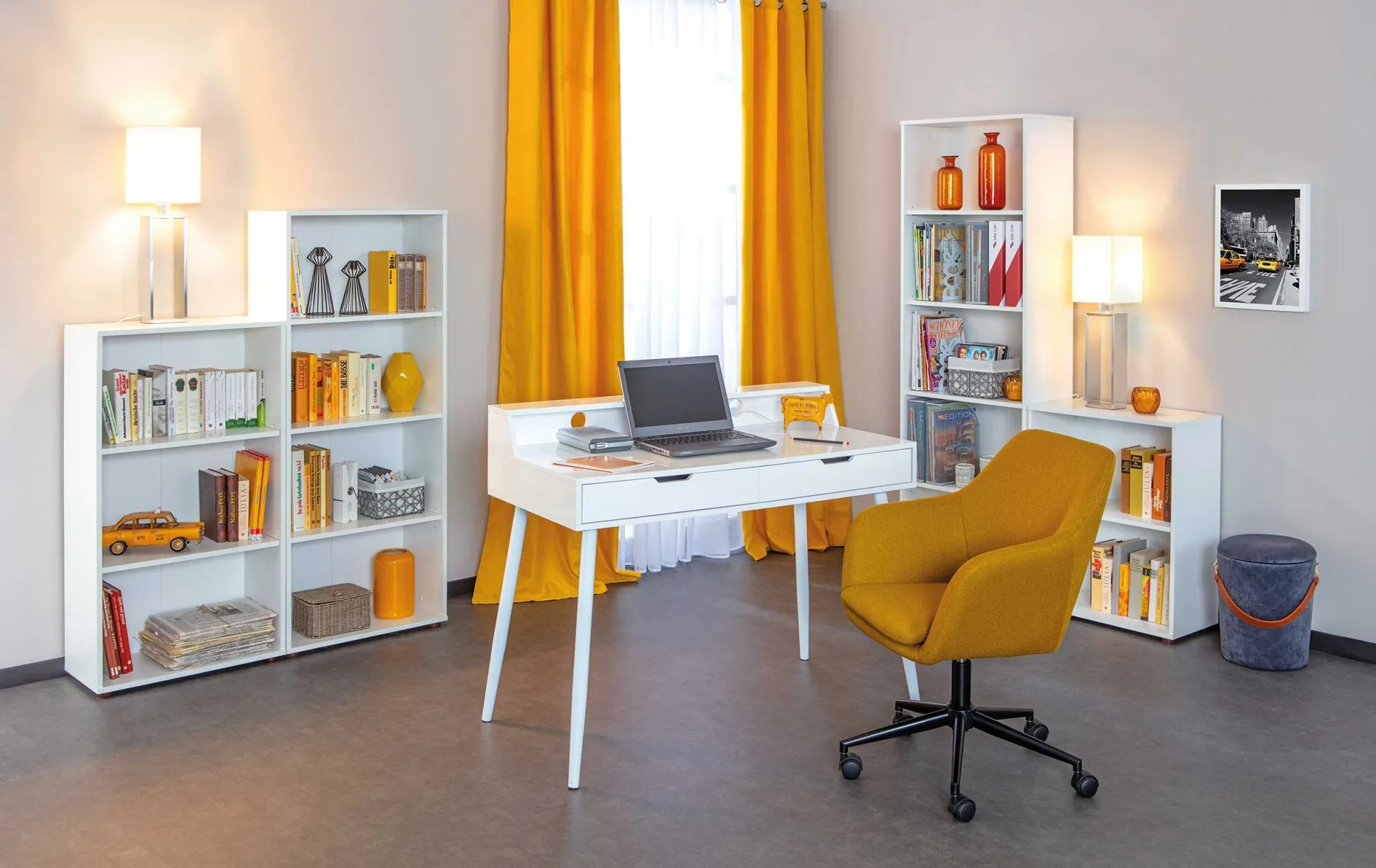 Bücherregal Parini 5 Fächer - weiß