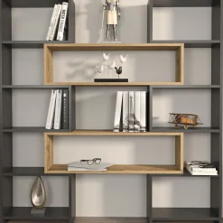Bücherregal Poyraz - 100% MELAMINE - Schwarz - 163,5 x 150 x 22 cm