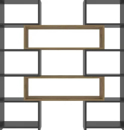 Bücherregal Poyraz - 100% MELAMINE - Schwarz - 163,5 x 150 x 22 cm