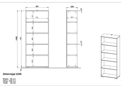 Bücherregal Presley 80cm - hellgrau