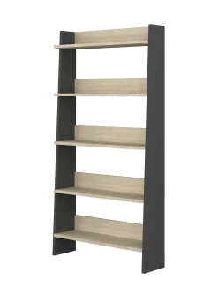 Bücherregal Quinty 95cm 5 Fachböden - grau/ Eiche Dekor