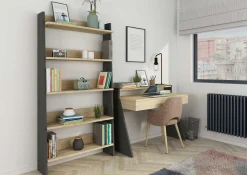 Bücherregal Quinty 95cm 5 Fachböden - grau/ Eiche Dekor