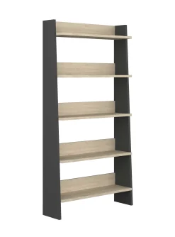 Bücherregal Quinty 95cm 5 Fachböden - grau/ Eiche Dekor