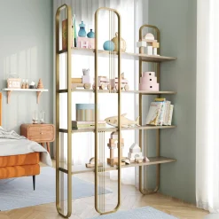 Bücherregal Sierra - 100% MELAMINE - Gelb - 124 x 182 x 26 cm