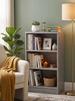 Bücherregal Spacio 55cm mit 2 Fachböden - Eiche grau