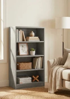 Bücherregal Spacio 72cm mit 3 Fachböden - Eiche grau