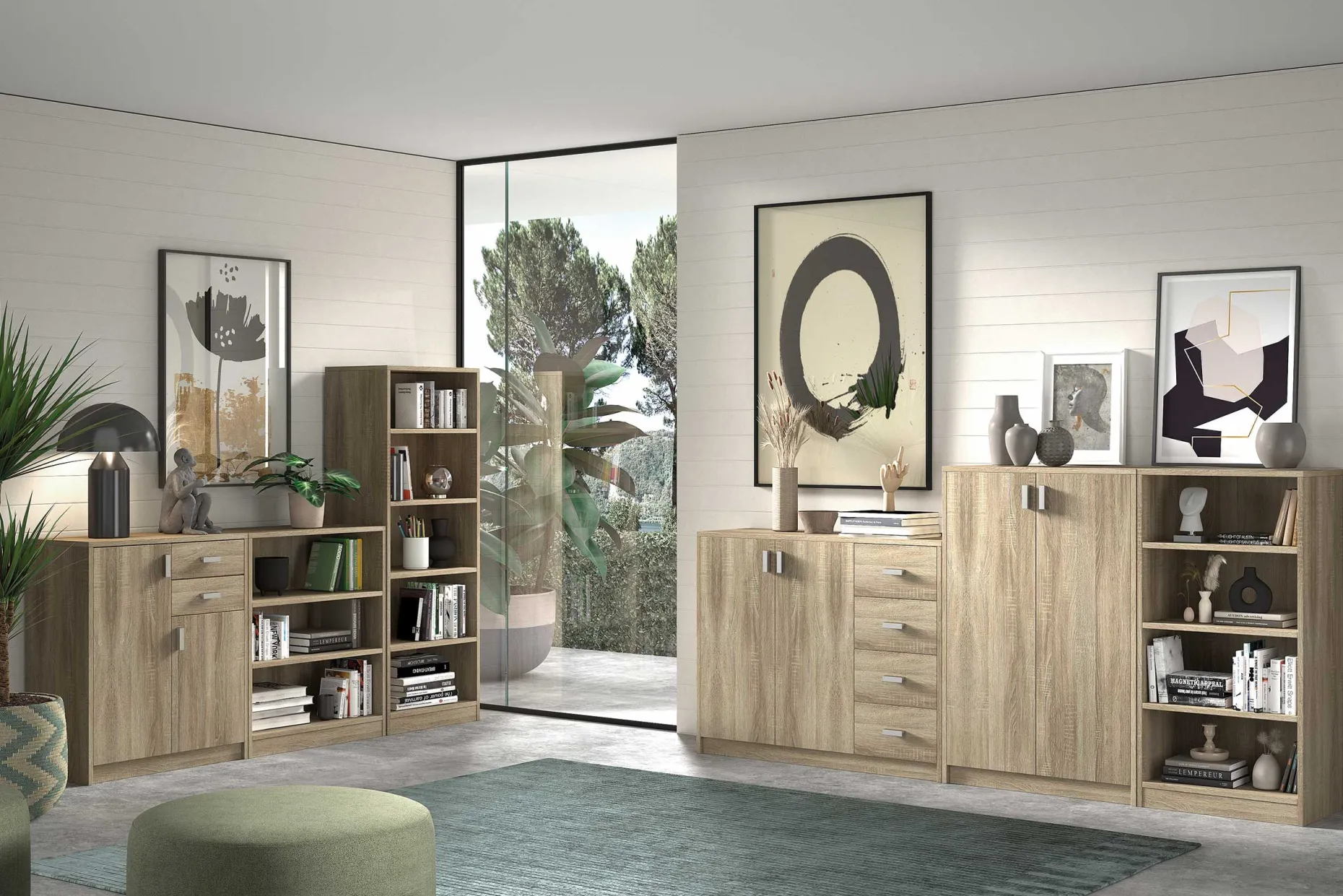 Bücherregal Stacy 55 cm 3 Fachböden-sonoma Eiche
