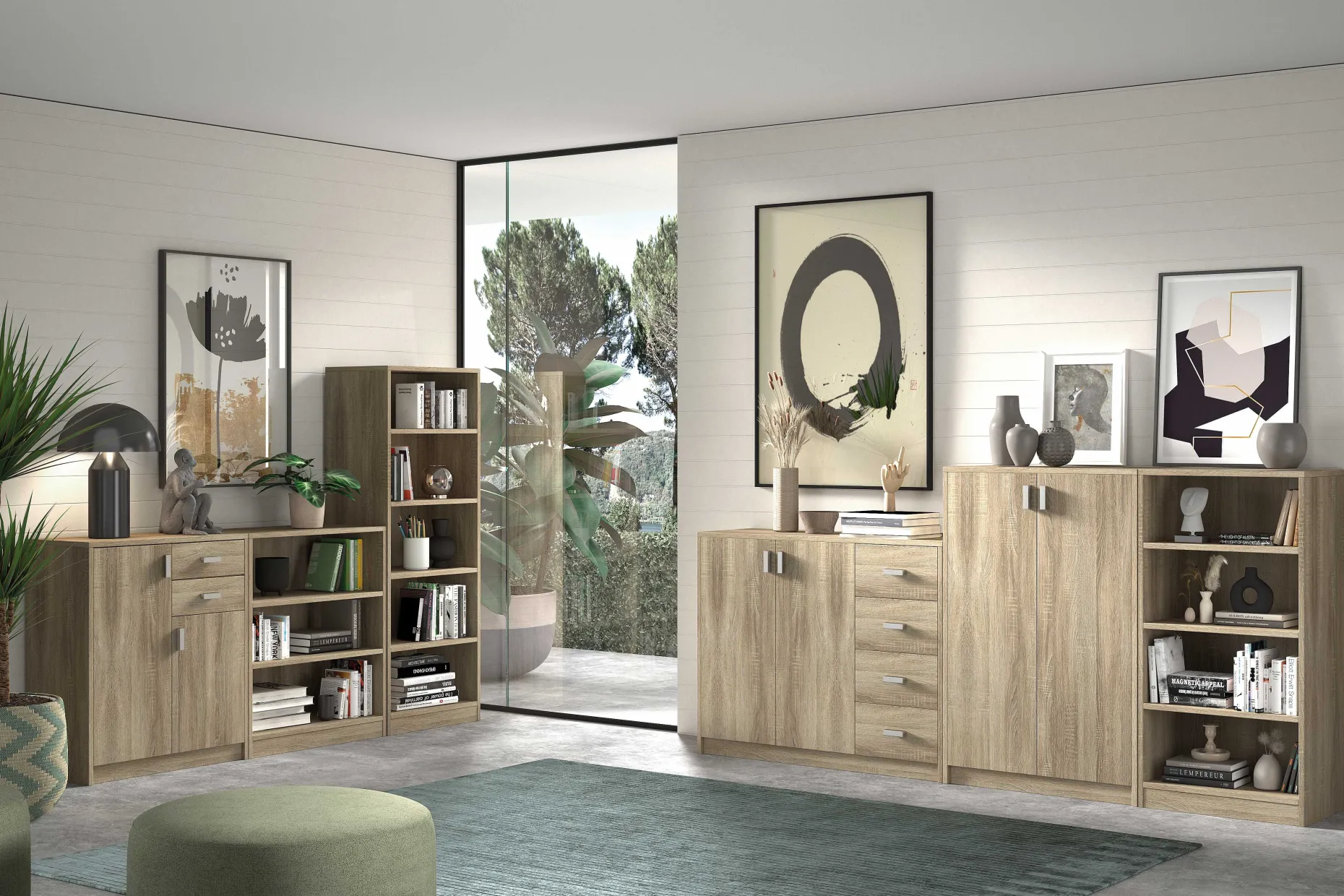 Bücherregal Stacy 55 cm 4 Fachböden-sonoma Eiche