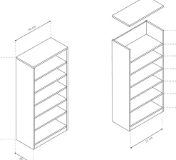 Bücherregal Stacy 55 cm 5 Fachböden-sonoma Eiche