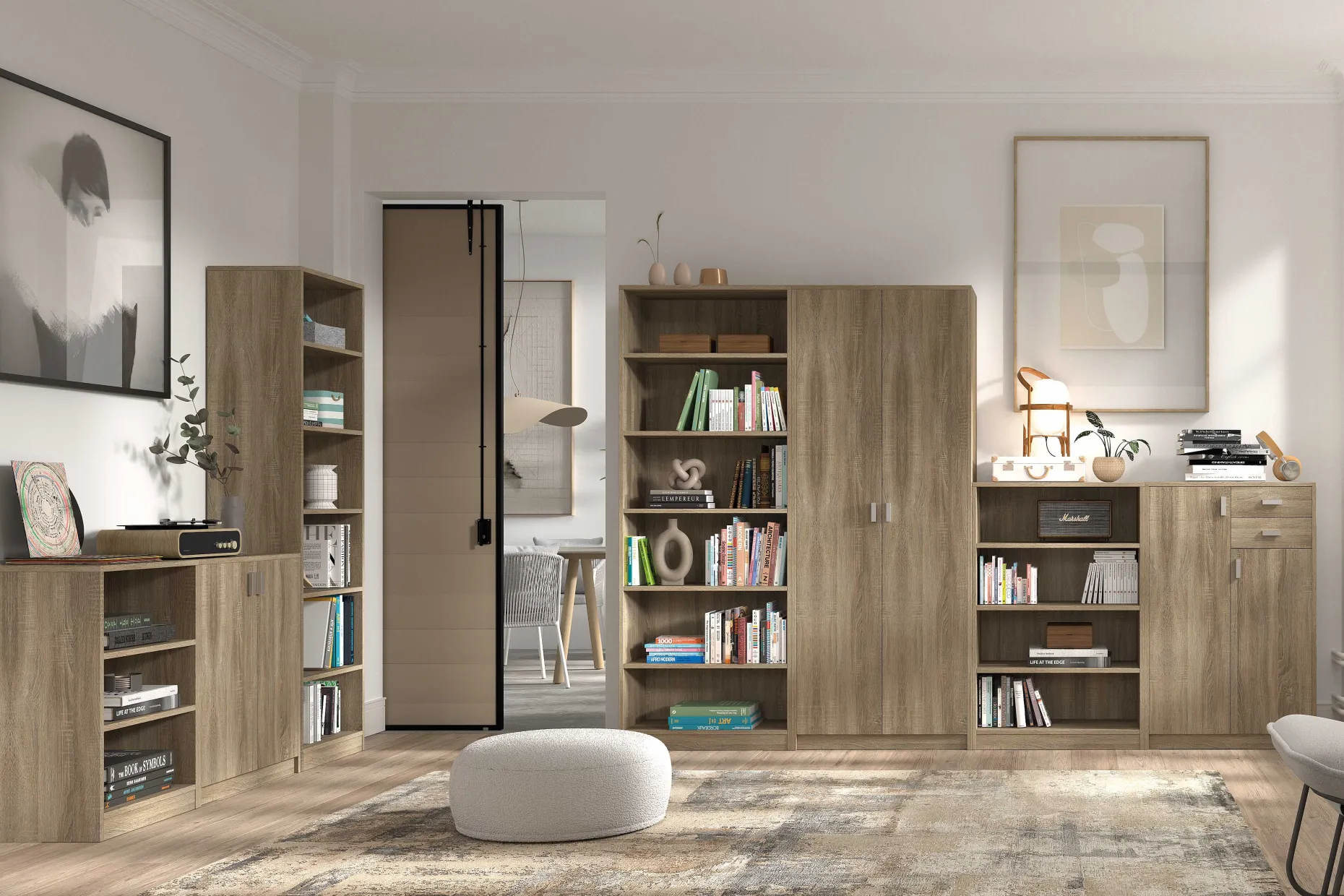 Bücherregal Stacy 55 cm 5 Fachböden-sonoma Eiche