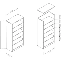 Bücherregal Stacy 72 cm 5 Fachböden-sonoma Eiche