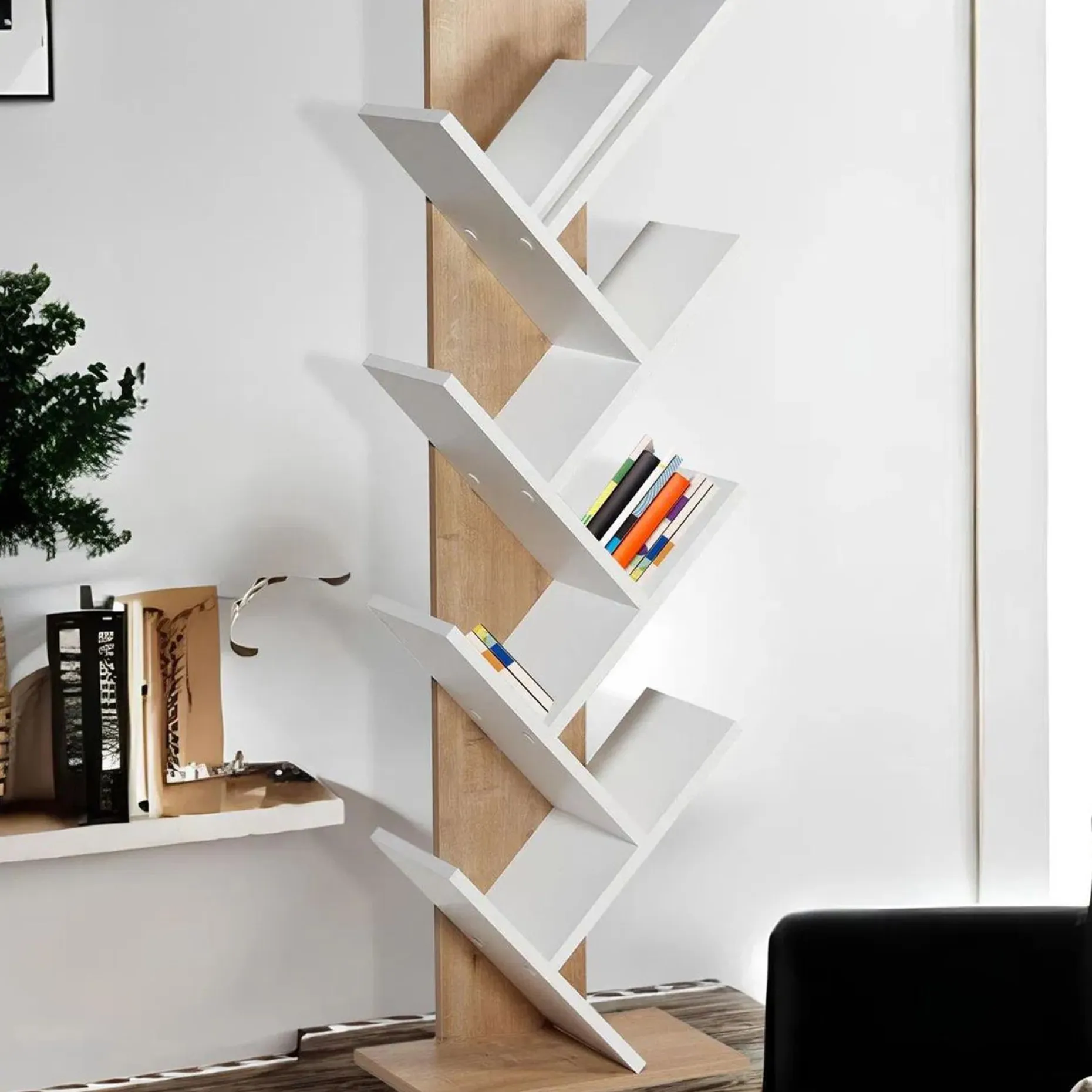 Bücherregal Tuval 066 - 100% MELAMINE - Eiche - 46 x 129,8 x 22 cm