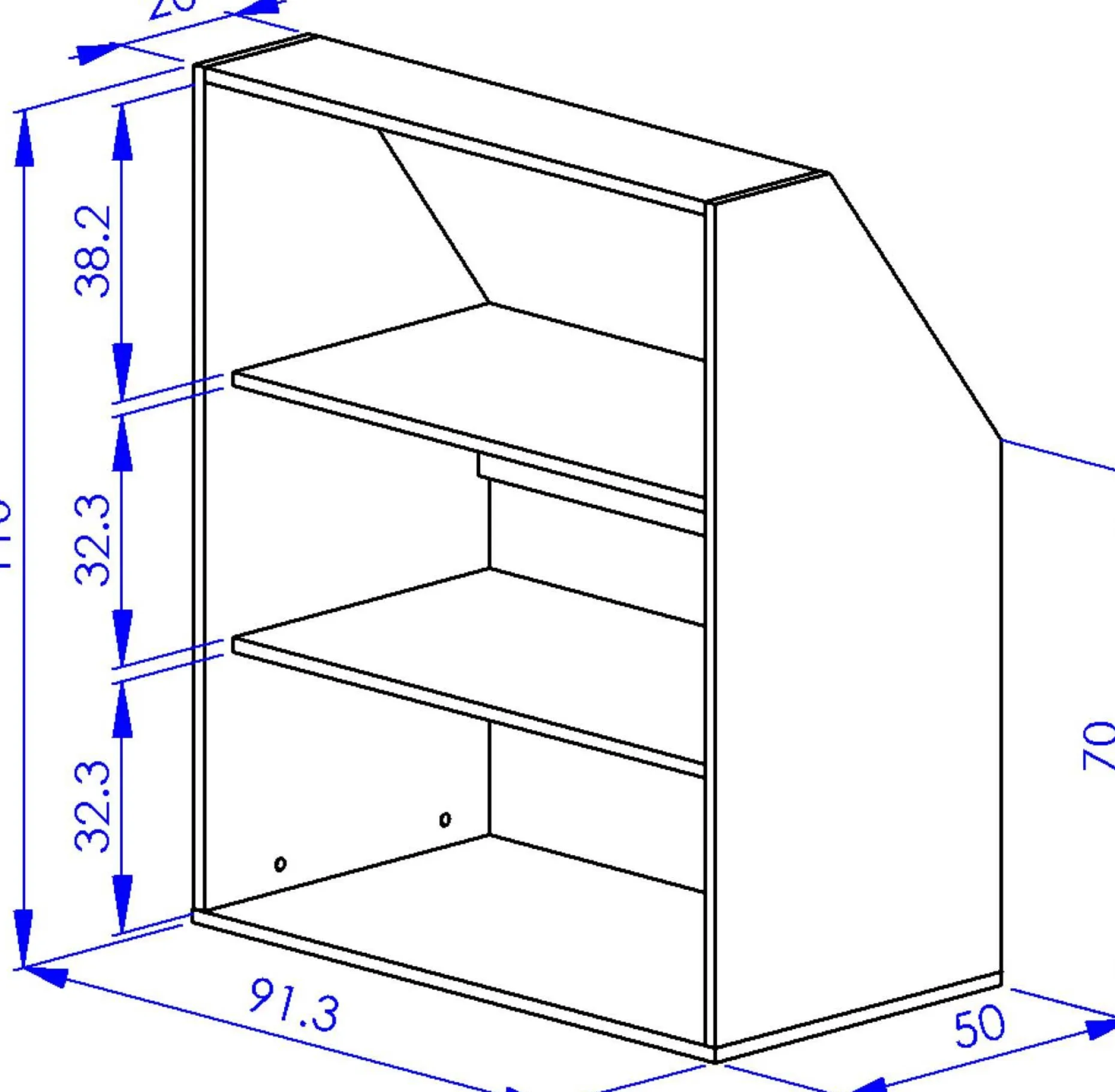 Bücherregal Under - 91x50x110cm - weiß