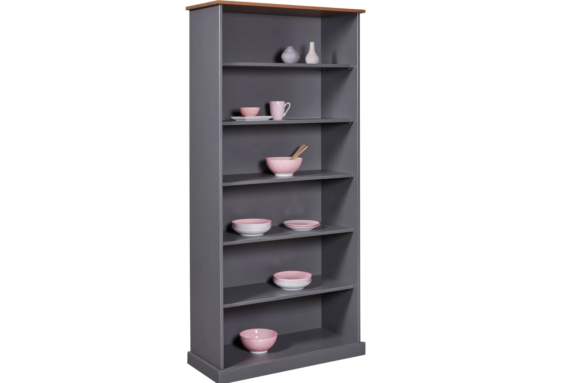 Bücherregal Westerland | 90 x 38,1 x 190 cm | Farbe: Dunkelgrau