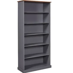 Bücherregal Westerland | 90 x 38,1 x 190 cm | Farbe: Dunkelgrau