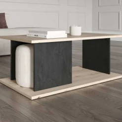 CBA Beatrice Couchtisch - 91x50x36cm - Eiche Dekor/Betonoptik