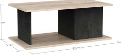 CBA Beatrice Couchtisch - 91x50x36cm - Eiche Dekor/Betonoptik