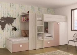 Beau Etagenbett (Lattenrost nicht enthalten) - rosa/weiß