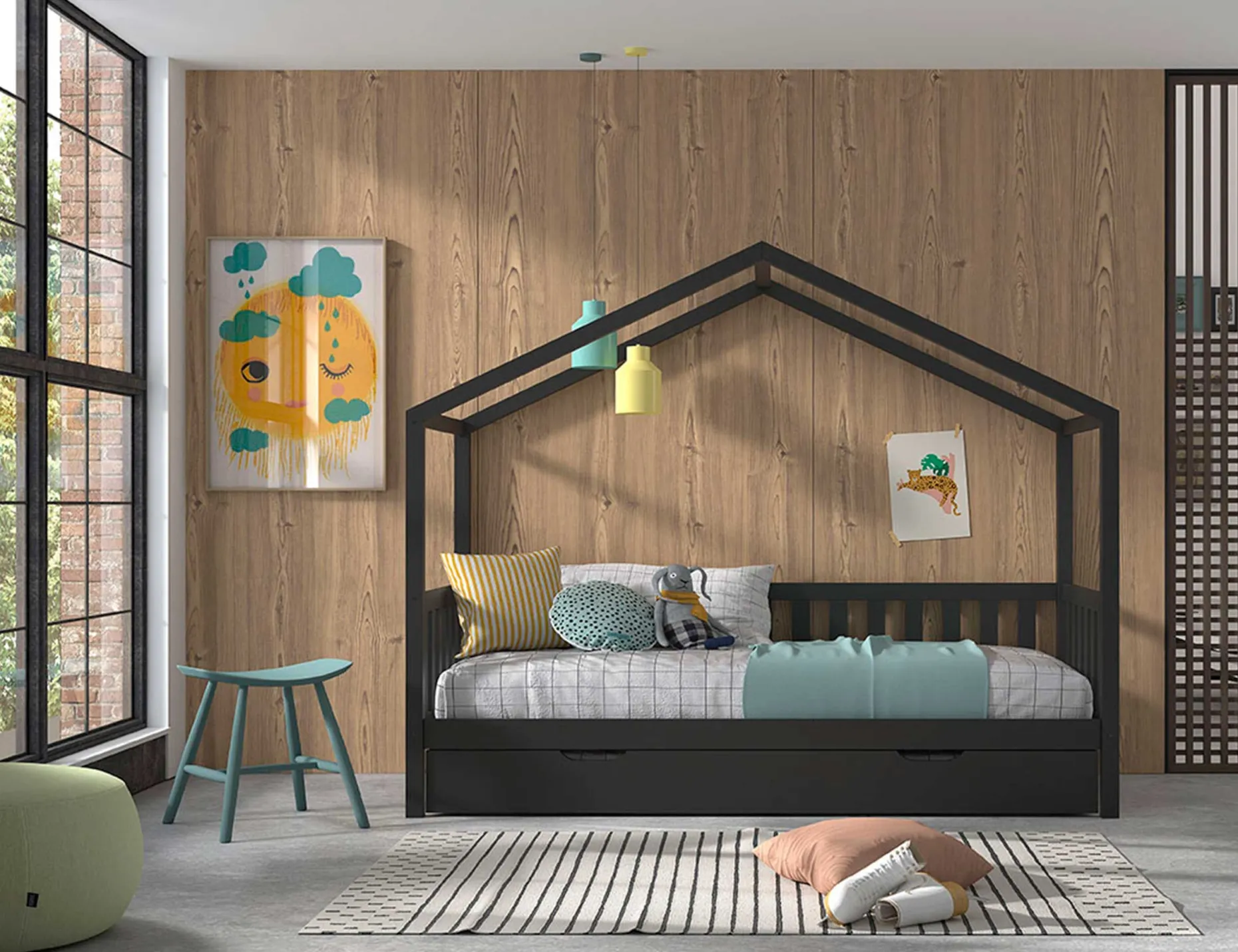 Bedhouse Dallas 90x200 mit Bettkasten - anthrazit