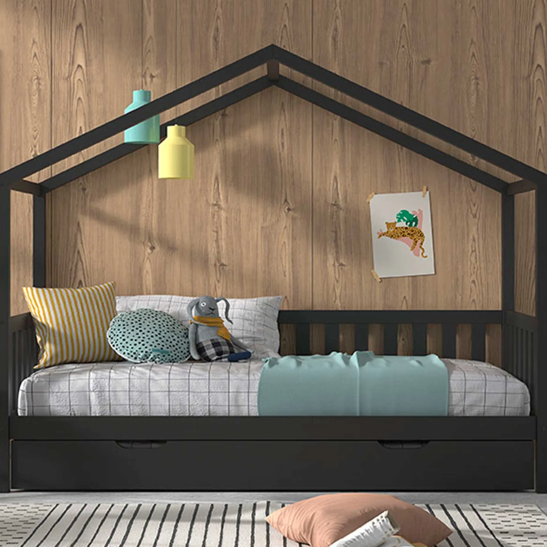 Bedhouse Dallas 90x200 mit Bettkasten - anthrazit