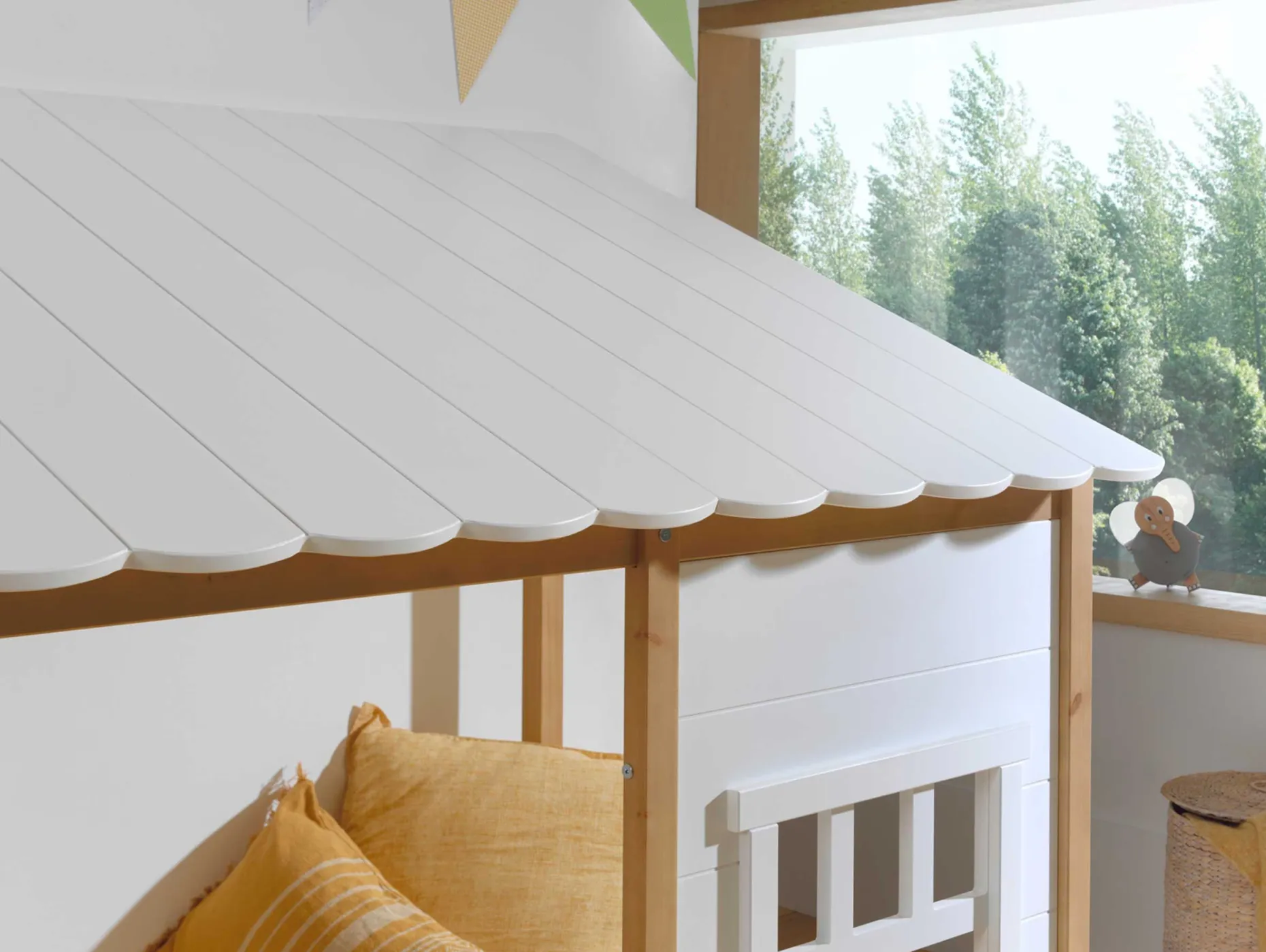 Bedhouse Odense mit Bettkasten 90x200 MDF - weiß/Kiefernholz