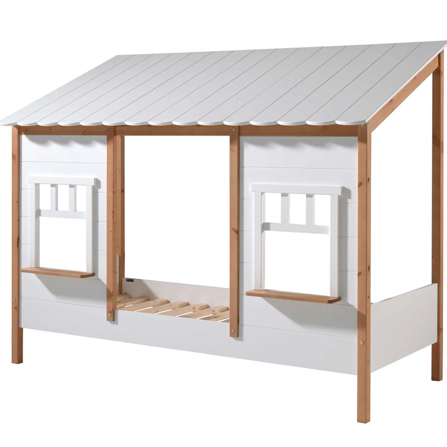Bedhouse Odense mit Bettkasten 90x200 MDF - weiß/Kiefernholz