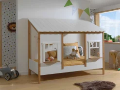 Bedhouse Odense mit Bettkasten 90x200 MDF - weiß/Kiefernholz