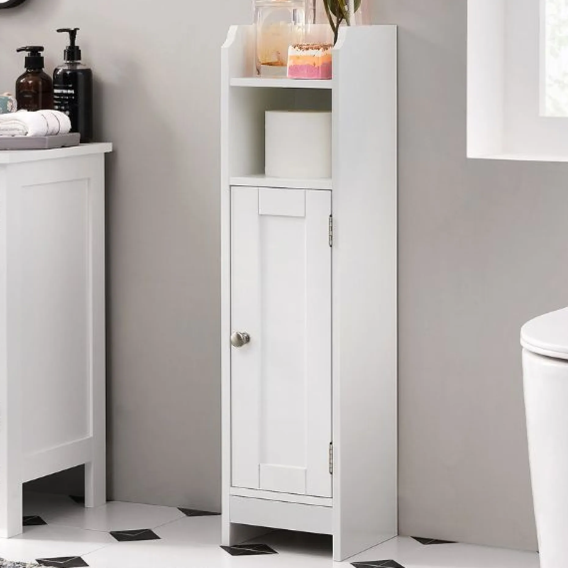 Beistellschrank Maddy | 18 x 20 x 80 cm | Weiß