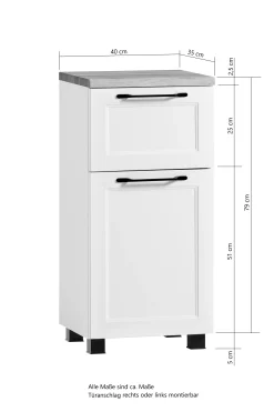 Beistellschrank Meran | 40 x 35 x 79 cm | Grau